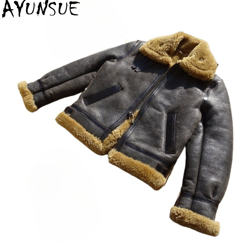 Men'S Fashion Leather Jacket - AYUNSUE Cappotto in Vera Pelliccia di