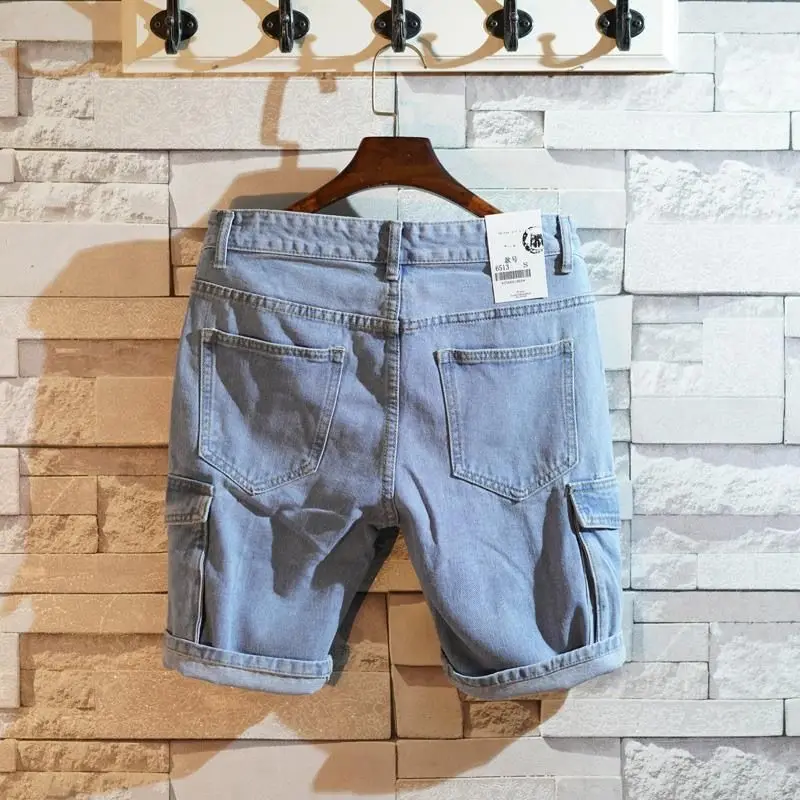 Men'S Fashion Jeans - Pantaloni jeans corti dritti larghi per
