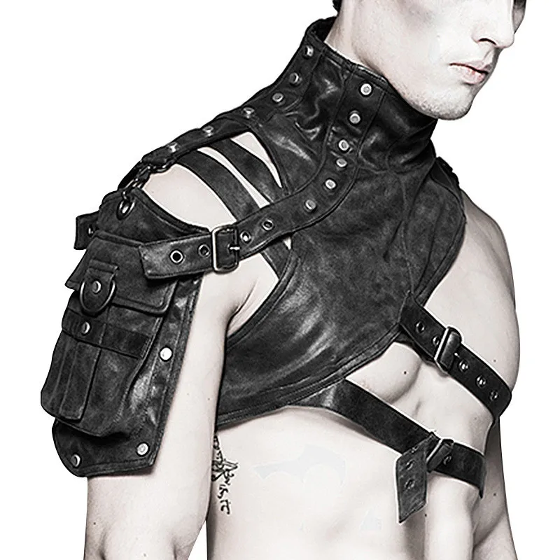 Men'S Fashion Leather Jacket - Steampunk Medievale Armatura in pelle Gilet