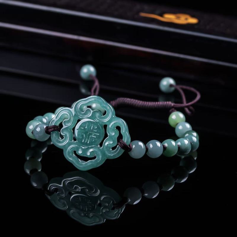 Mens Fashion Bracelet - Bracciale in giadeite naturale di grado