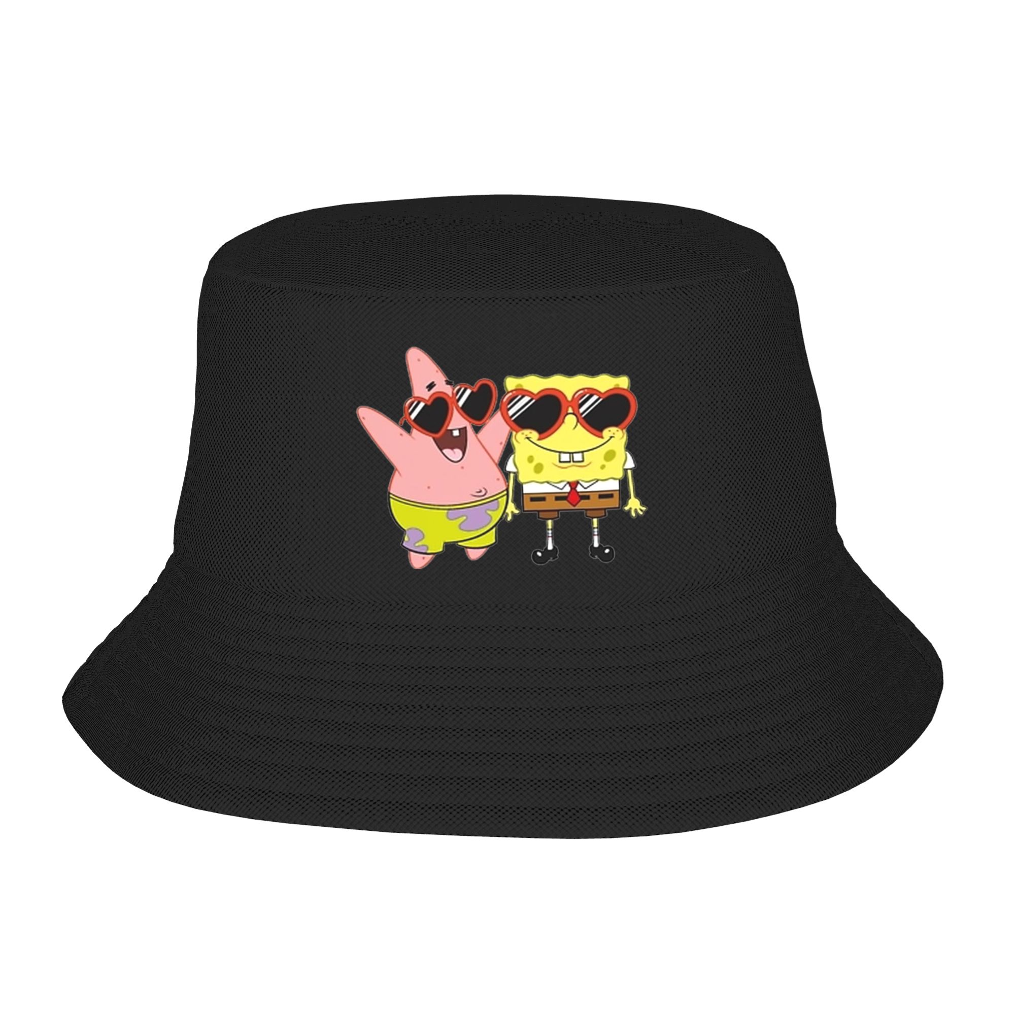 Mens Fashion Bucket Hat - Cappello da Pescatore Spongebob con Cuore,