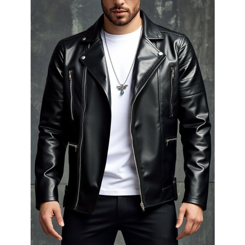 Men'S Fashion Leather Jacket - Nuova Giacca in Pelle da Uomo,