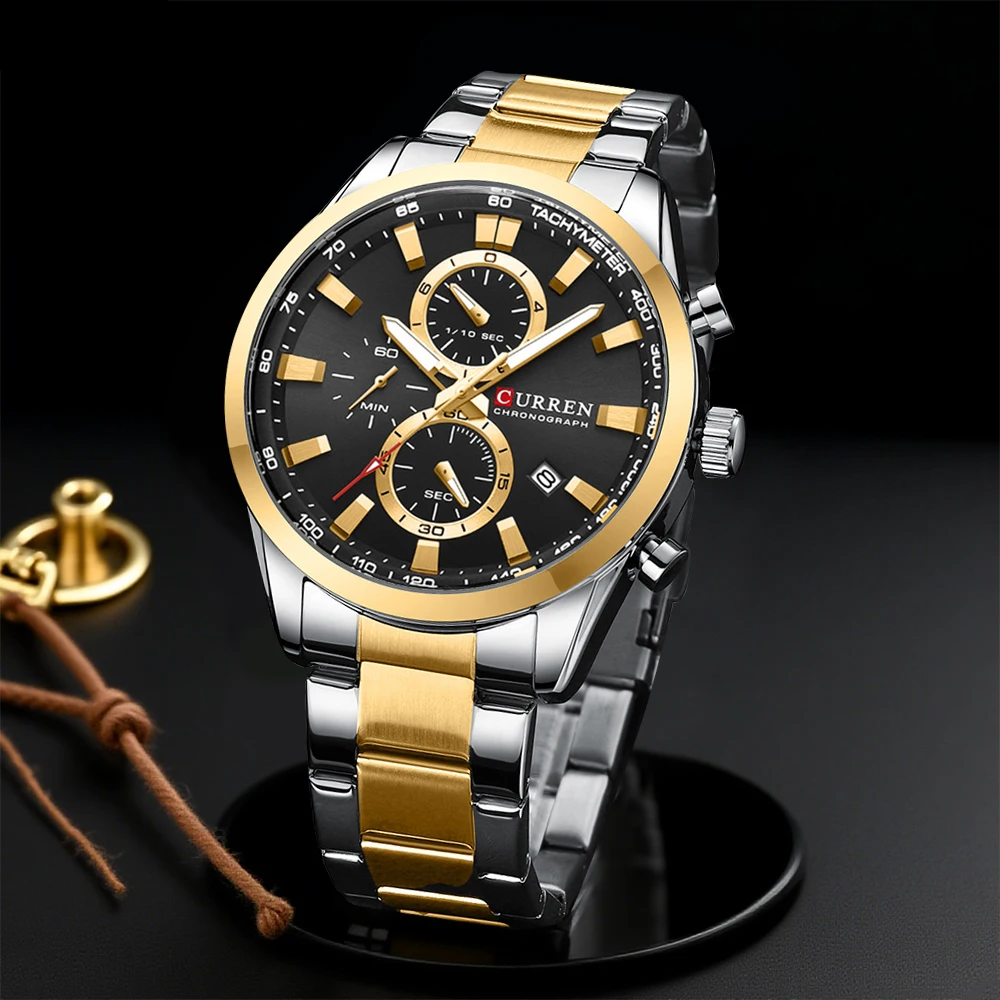 Mens Fashion Bracelet - CURREN Casual Quarzo Crono Orologi sportivi