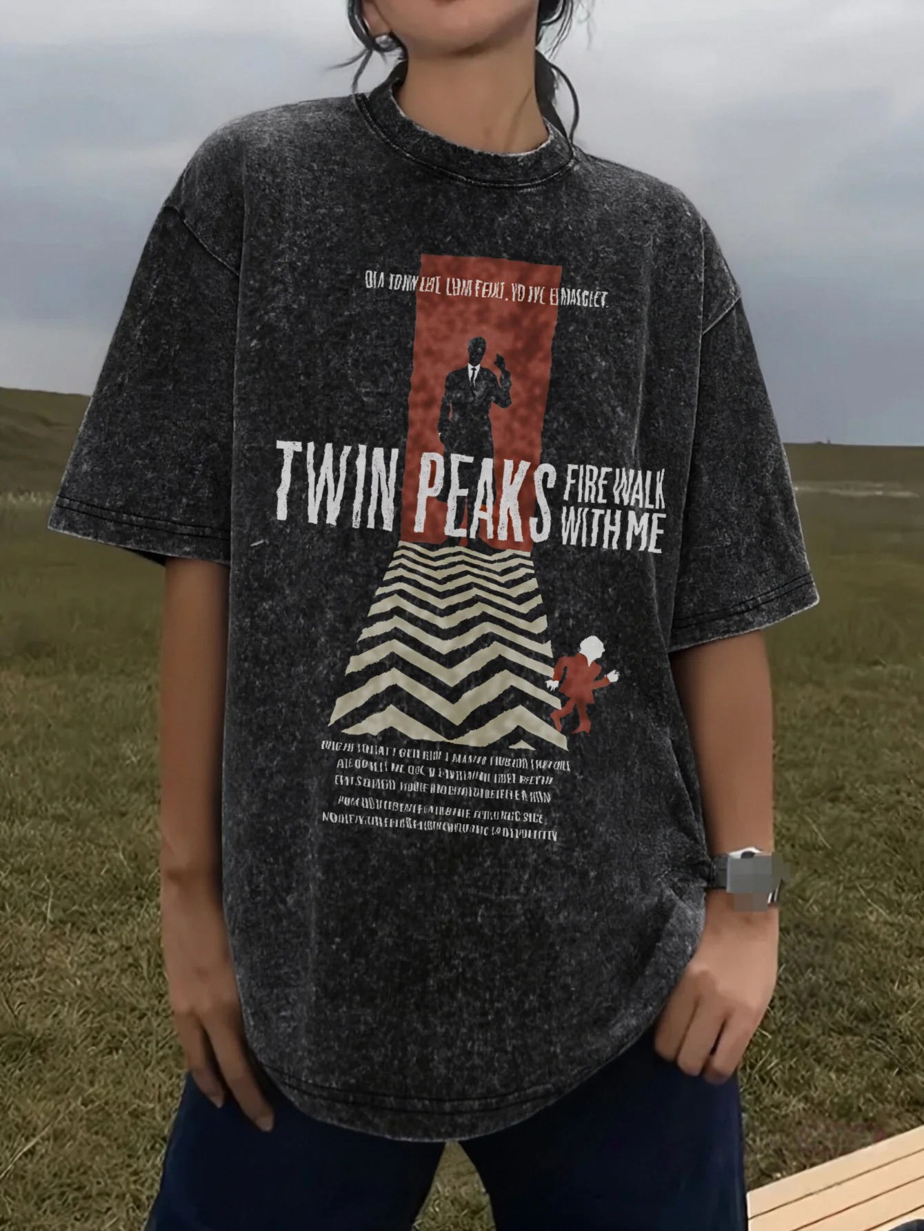 Poster Men Fashion - T-shirt in cotone lavato oversize con