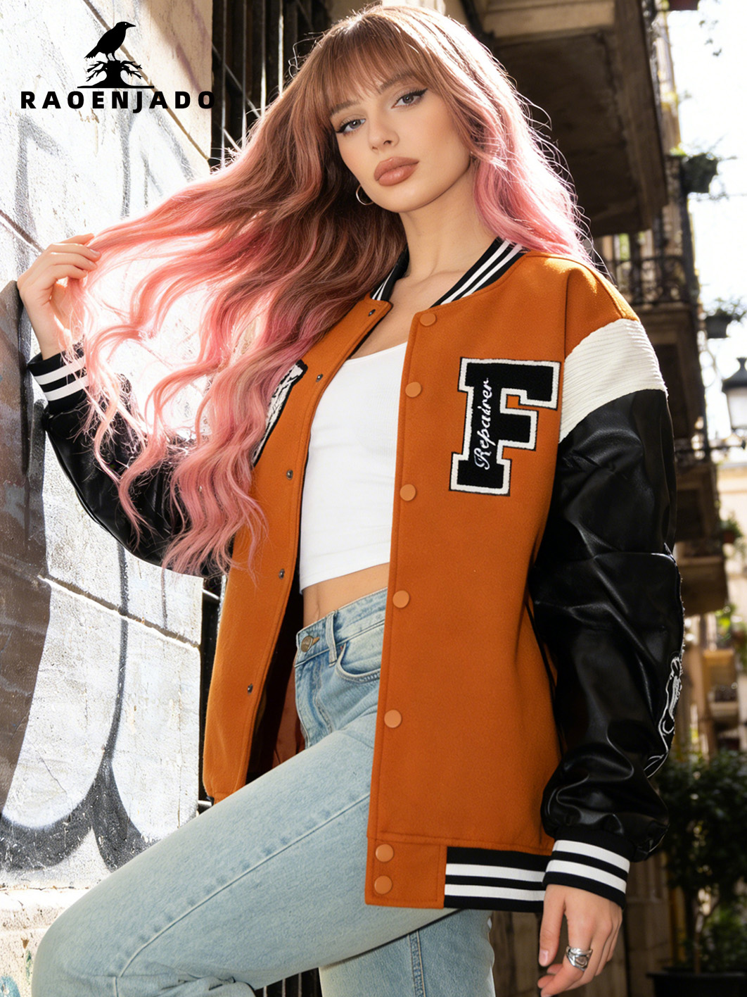 Varsity Jacket Letterman - Giacca Varsity Casual da Donna, Cappotto