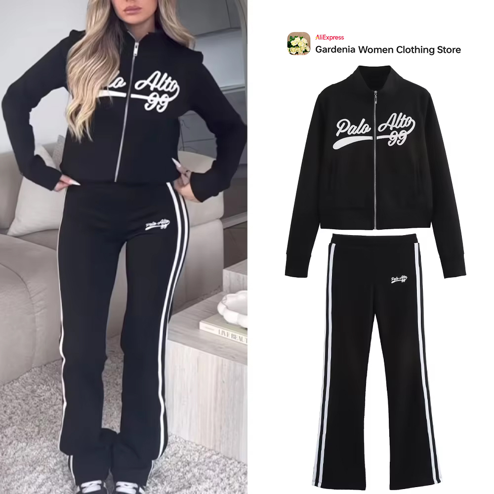 Varsity Jacket Letterman - Set sportivo college nero da donna