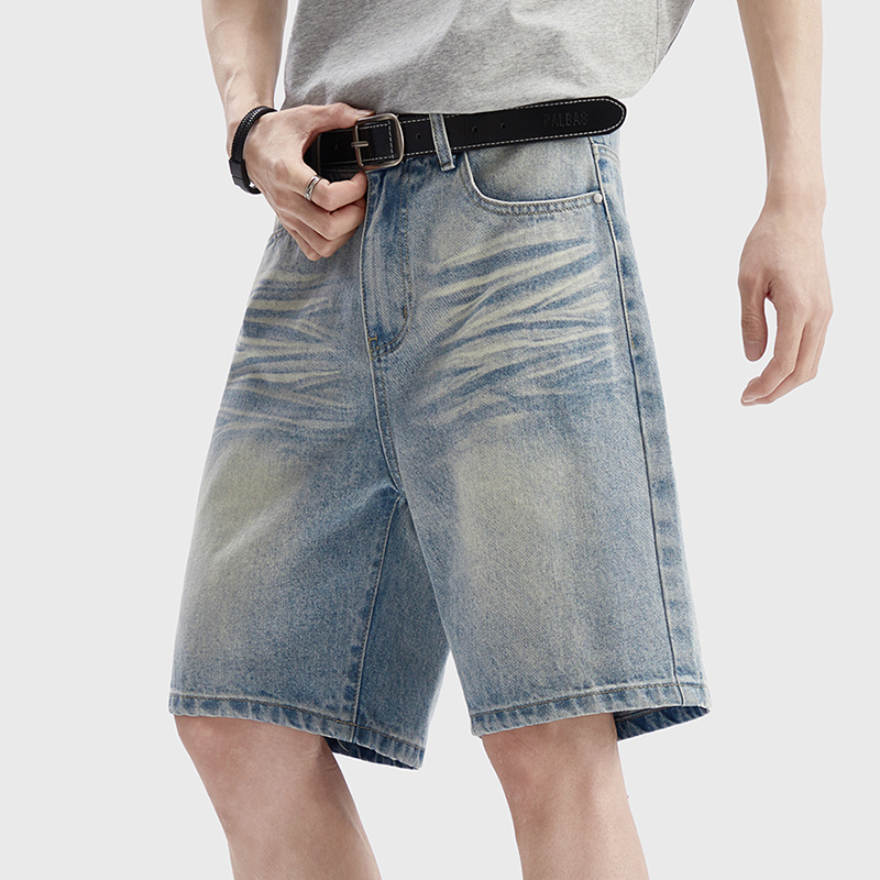 Men'S Fashion Jeans - Pantaloncini in Denim Vintage Lavato da