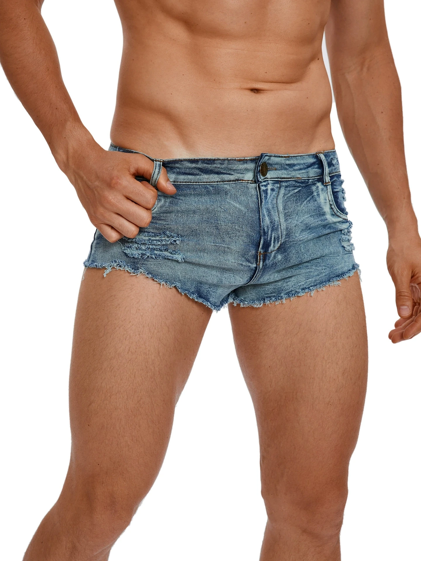 Men'S Fashion Jeans - Pantaloncini Jeans da Uomo a Vita