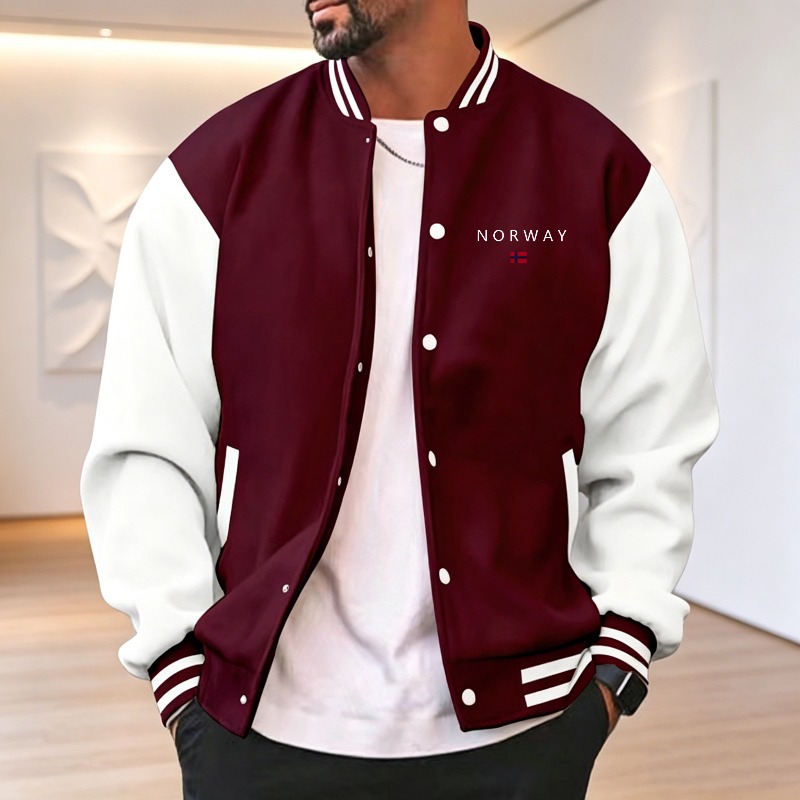 Varsity Jacket Letterman - Giacca Varsity da Uomo Bicolore Rosso