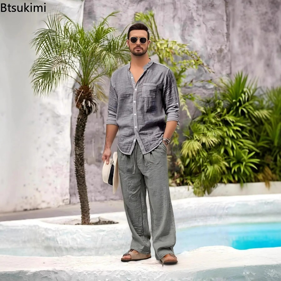 Nuovo Completo Casual da Uomo  - Linen Shirt Summer recensione e prezzo