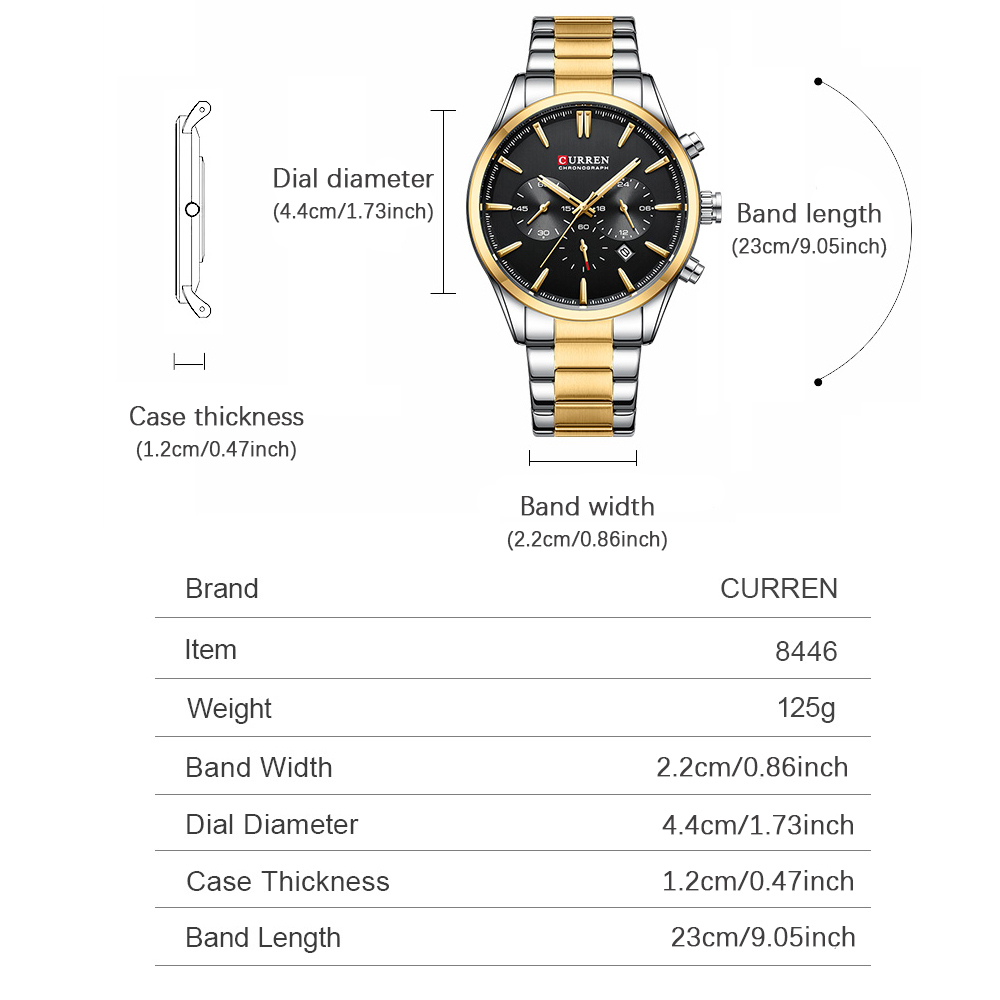 CURREN Casual Quarzo Crono Oro - Mens Fashion Bracelet recensione e prezzo