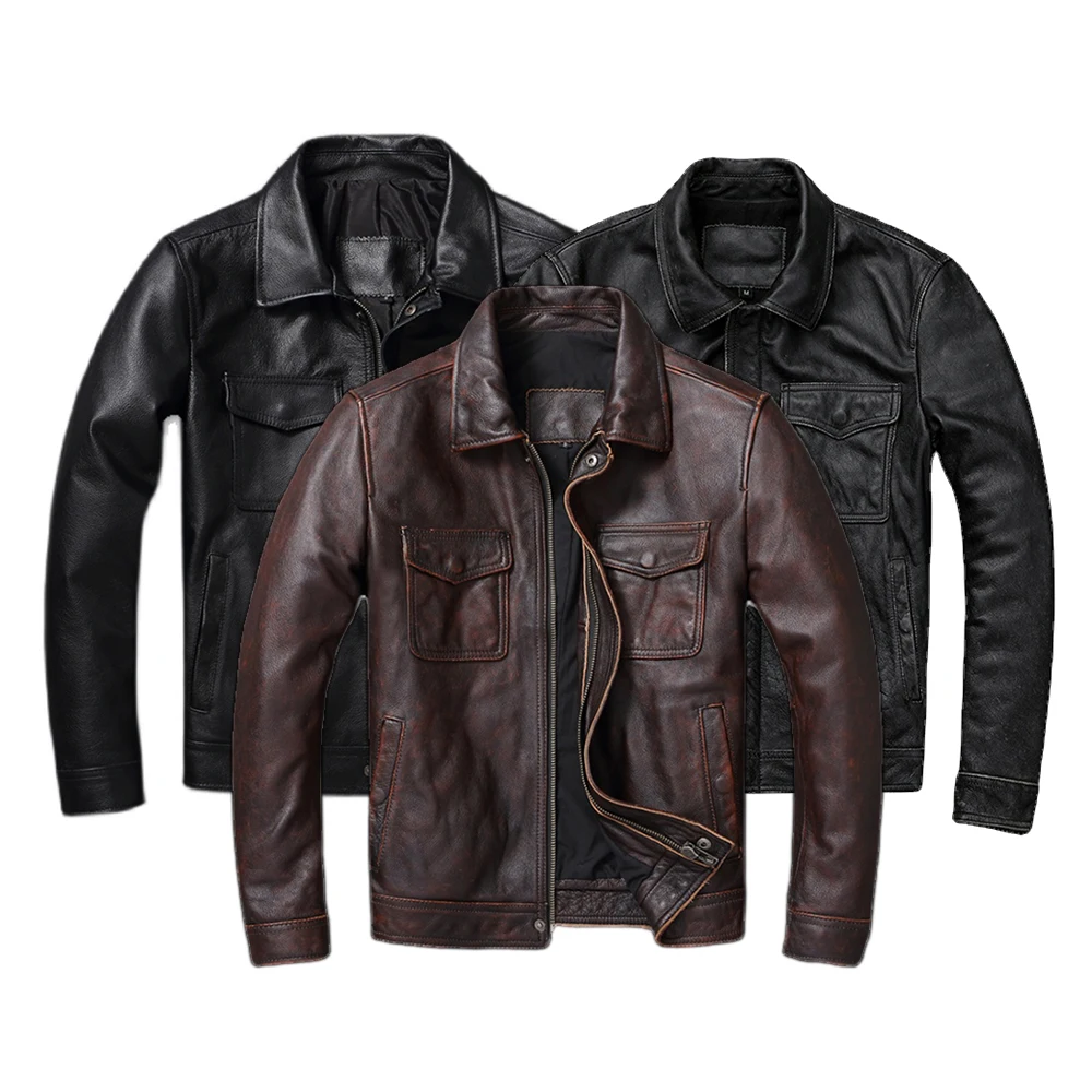 Giacca Vintage in vera pelle m - Men'S Fashion Leather Jacket recensione e prezzo
