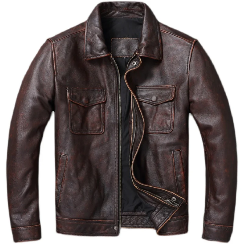 Giacca Vintage in vera pelle m - Men'S Fashion Leather Jacket recensione e prezzo