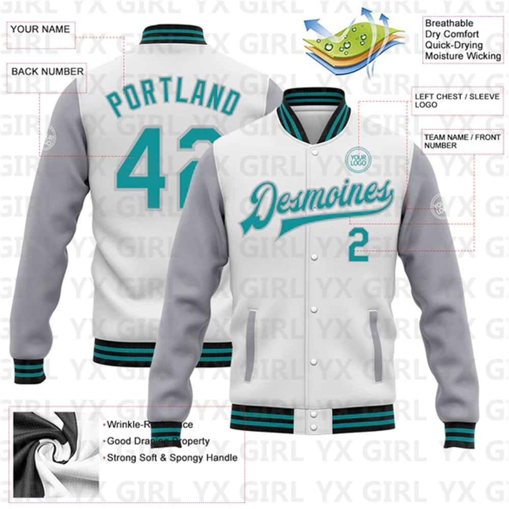 Personalizzato bianco Teal gri - Varsity Jacket Letterman recensione e prezzo