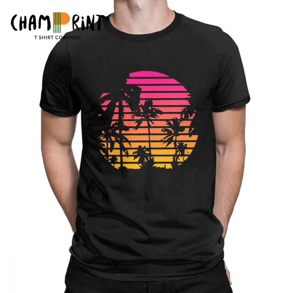 Sunset Palm Tree Vintage Tee S - Men'S Fashion From The 80S recensione e prezzo