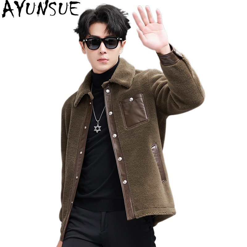 AYUNSUE Cappotto di Lana 100%  - Men'S Fashion Leather Jacket recensione e prezzo
