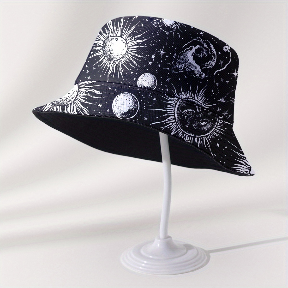 Con decorazioni di sole, luna  - Mens Fashion Bucket Hat recensione e prezzo